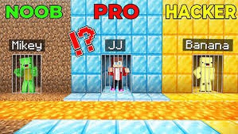 JJ And Mikey NOOB vs PRO vs HACKER PRISON Survive Battle in Minecraft