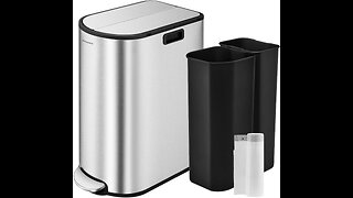 SONGMICS 13-Gallon Dual Kitchen Trash Can, 5.3 and 8 Gallon Compartments