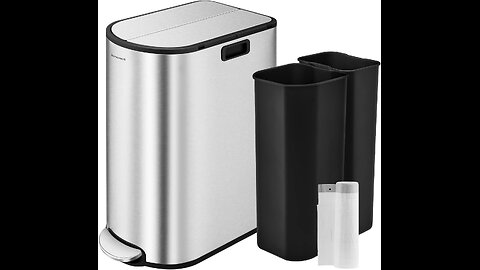 SONGMICS 13-Gallon Dual Kitchen Trash Can, 5.3 and 8 Gallon Compartments