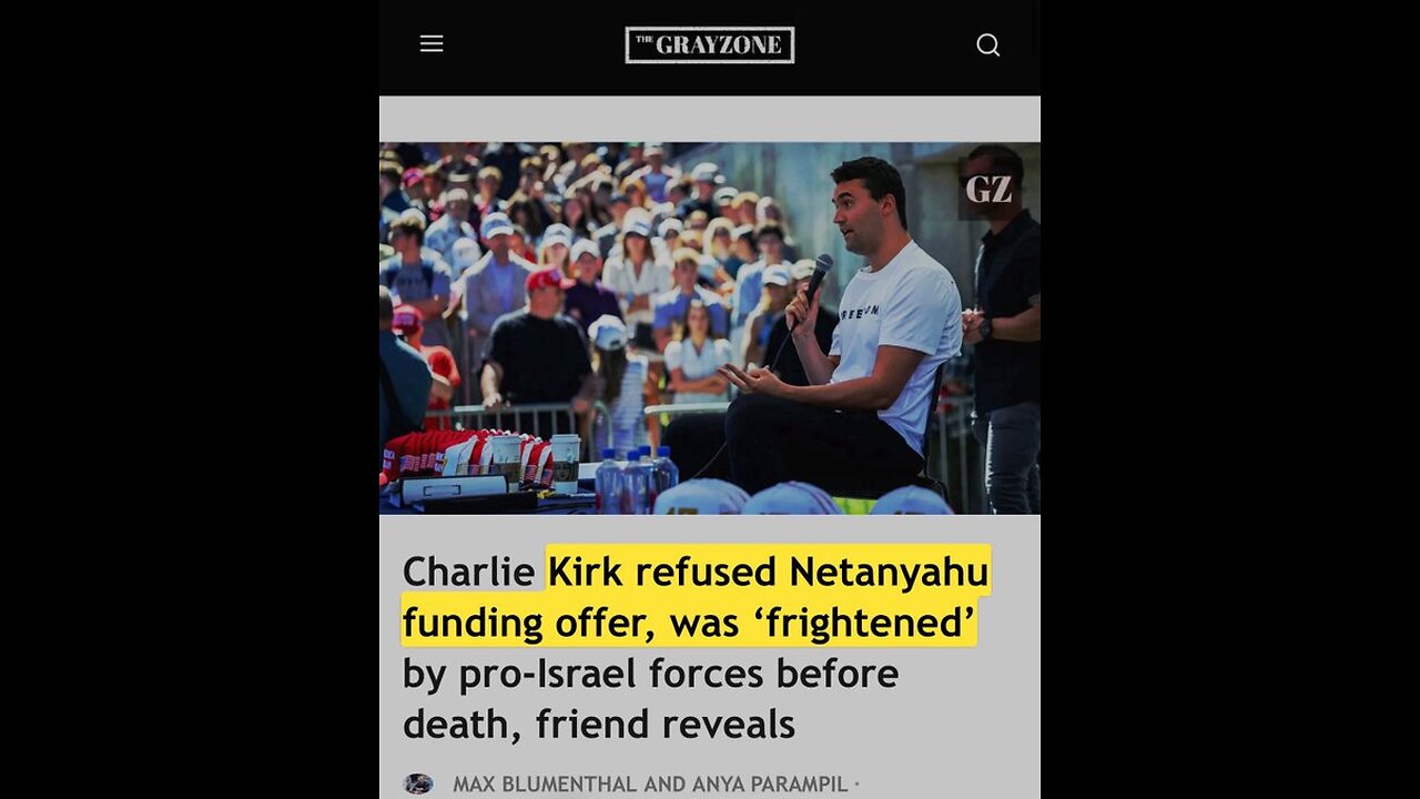 Charlie Kirk rejected Netanyahu’s bid to flood TPUSA with Zionist money, warned Trump against bombing Iran, and started calling out Israel’s stranglehold on DC