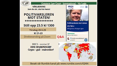 20.5.25: POLITIETS VARSLER mot STATEN!!