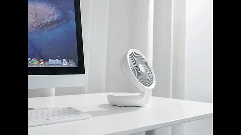 Rechargeable Foldable Desktop Fan, with Four Modes, Night Light and Adjustable Angle
