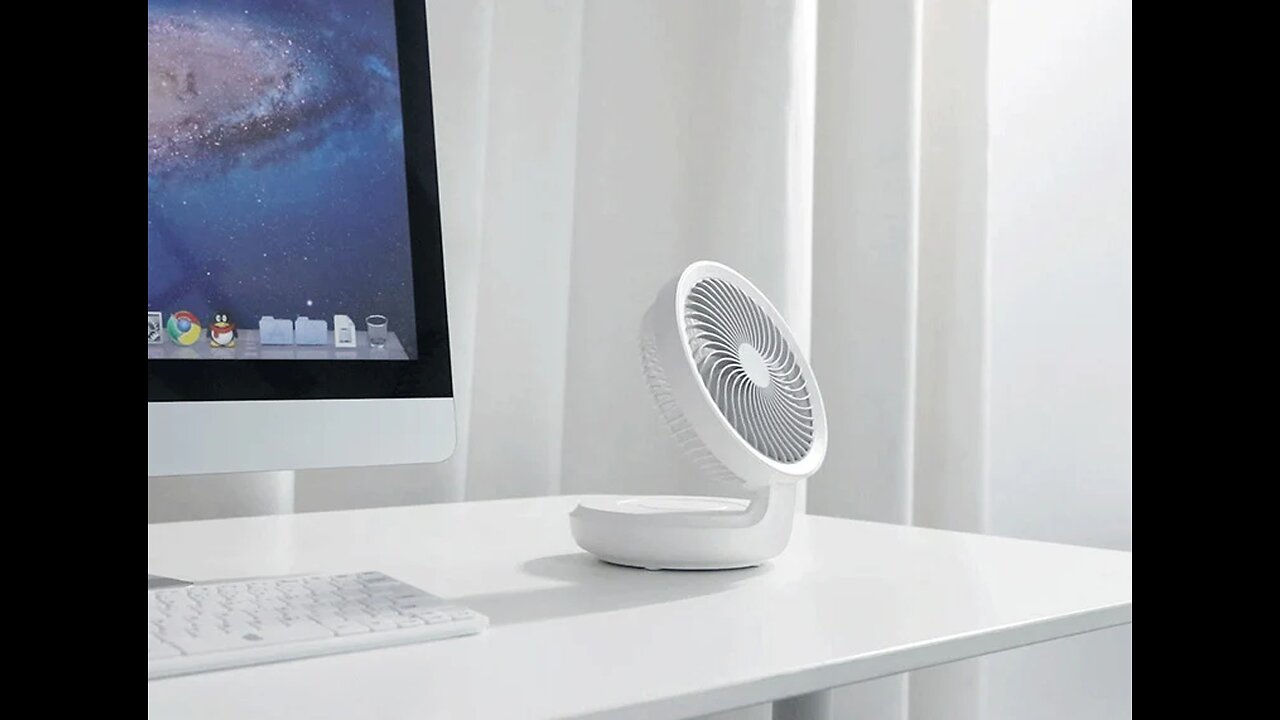 Rechargeable Foldable Desktop Fan, with Four Modes, Night Light and Adjustable Angle
