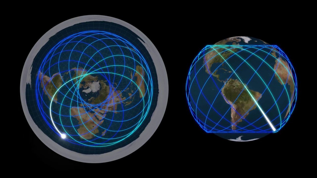 The ISS orbit visualized on the flat earth map (Azimuthal equidistant projection)