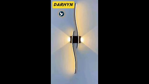 Modern LED Strip Wall Lamp – Double Curve, Remote Control, Black & Gold