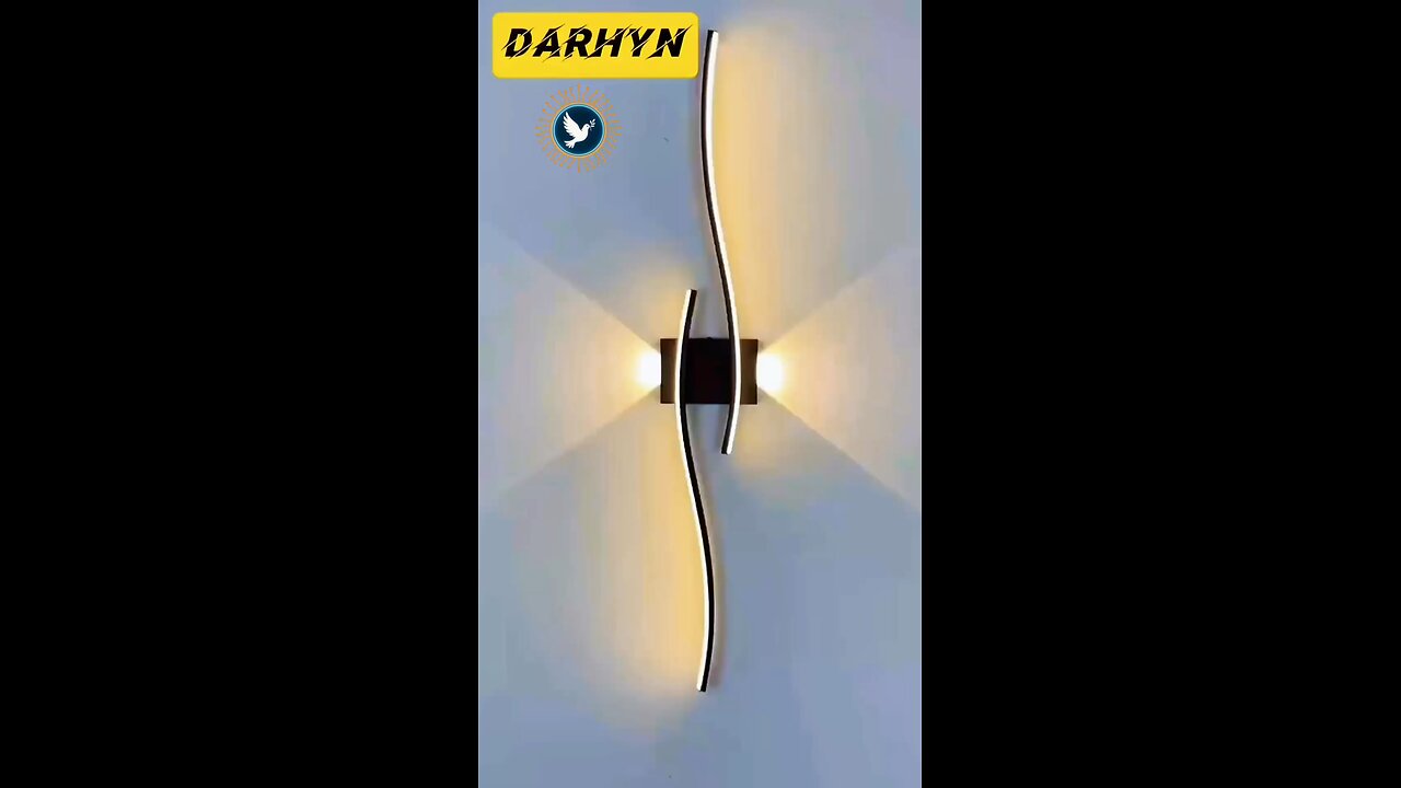 Modern LED Strip Wall Lamp – Double Curve, Remote Control, Black & Gold