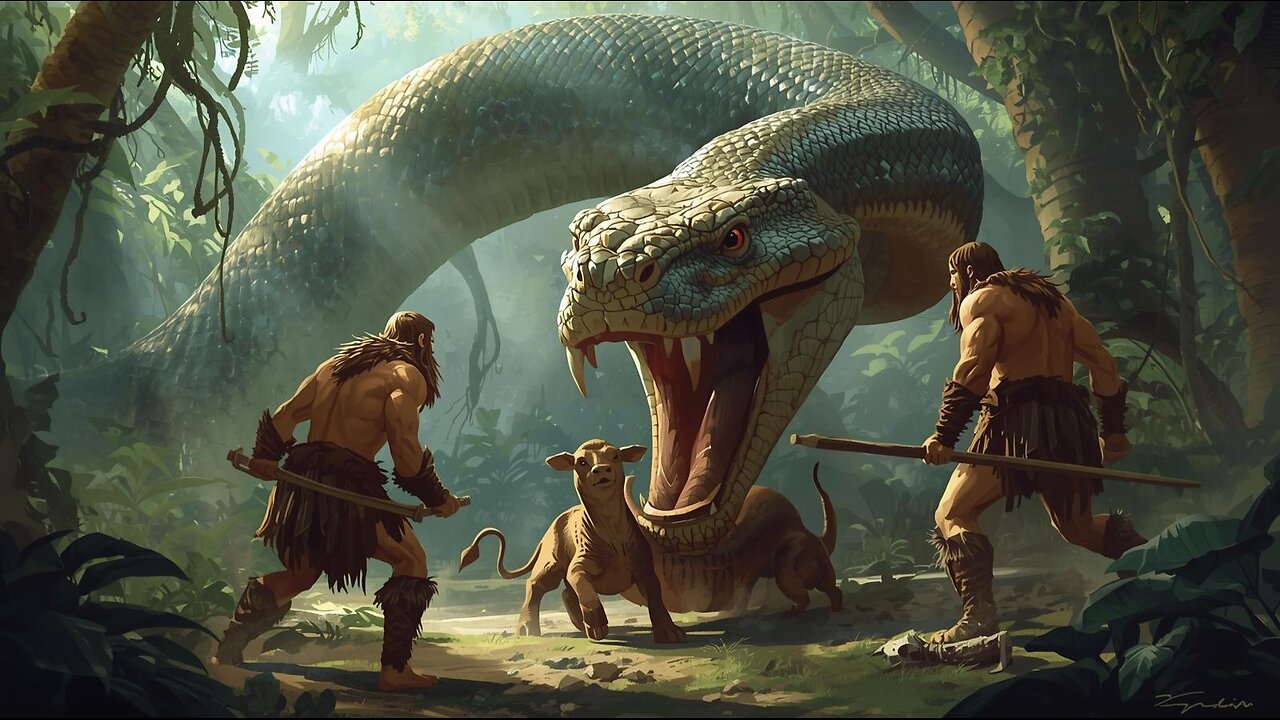 Prehistoric Battle | Early Humans vs GIANT PYTHON to Protect Their Herd