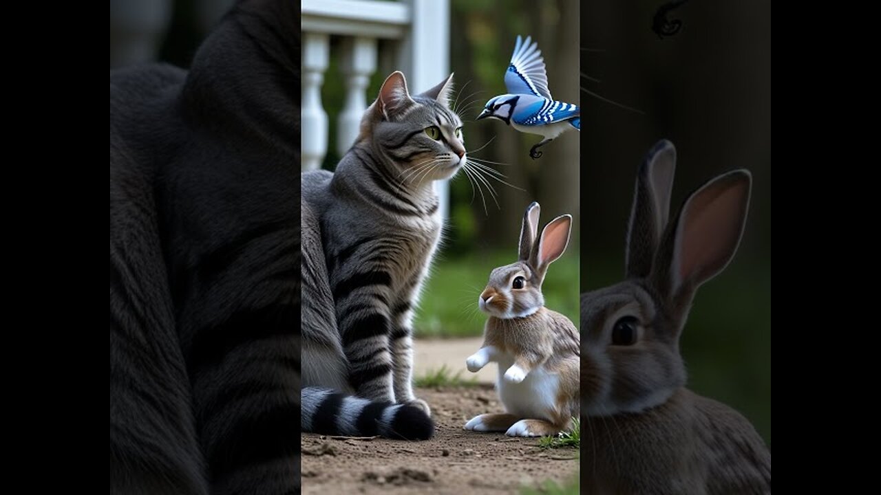 Bunny Cat Ai animated funny video #funny #cat #ai #unstoppable #meow #animals #cats #kitten