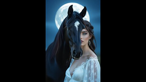 Fantasy Girl & Horse Under Moonlight 🌙✨