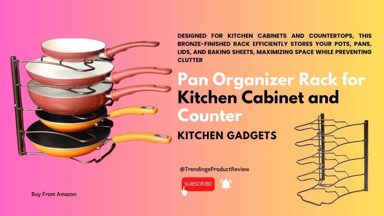 Pan Organizer Rack for Kitchen Cabinet and Counter
