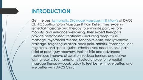 Get the best Lymphatic Drainage Massage in St Mary's