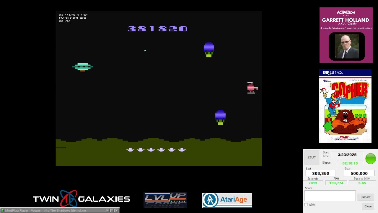Atari 2600 EMU - Space Jockey - Game 1 B/B - 555,555