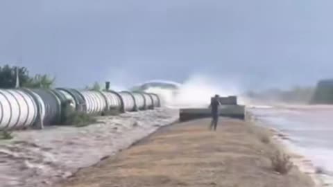A massive pipe burst in Azerbaijan’s Shamkir district flooded nearby areas