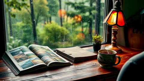 Cozy Room with Rain Sounds - Ambience for Studying, Relaxing , Studying Gentle Rain & Forest View