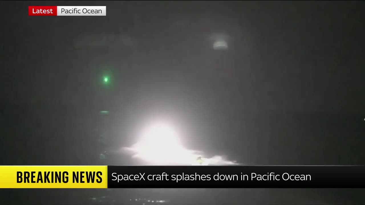 SpaceX craft splashes down in the Pacific Ocean off the coast of California