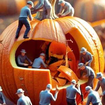 Little people harvesting food with great fun