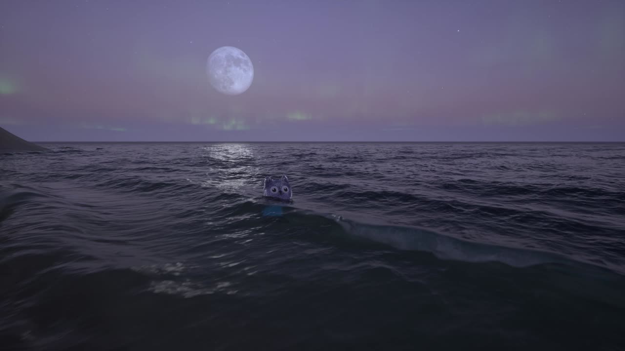 The power of Unreal Engine. The Cat swimming in the sea