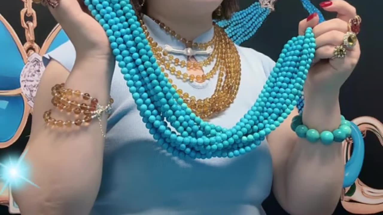 250526-11 Sleeping Beauty Turquoise Bead String: Blue Rhapsody Around the Neck