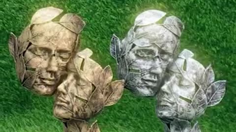 Golden Leaf Face Couple Statue | Unique Romantic Home Decor Showpiece by DNA eStore