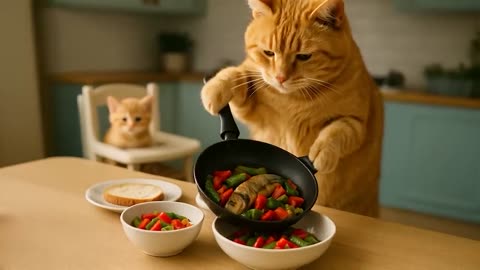 Mama Cat Rescues Ducklings and Cooks Them Spaghetti #Viral #Trending #Cute #Animals