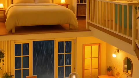 Escape to this cozy loft apartment and listen to the soothing sound of a heavy rainstorm outside