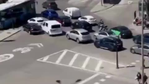 Chaos in Madrid, Spain. Traffic lights stopped working.