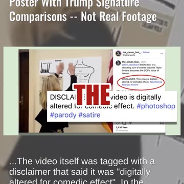 Fact Check: Satire Video Shows MTG Putting Up Epstein Birthday Letter Poster With Trump Signatures
