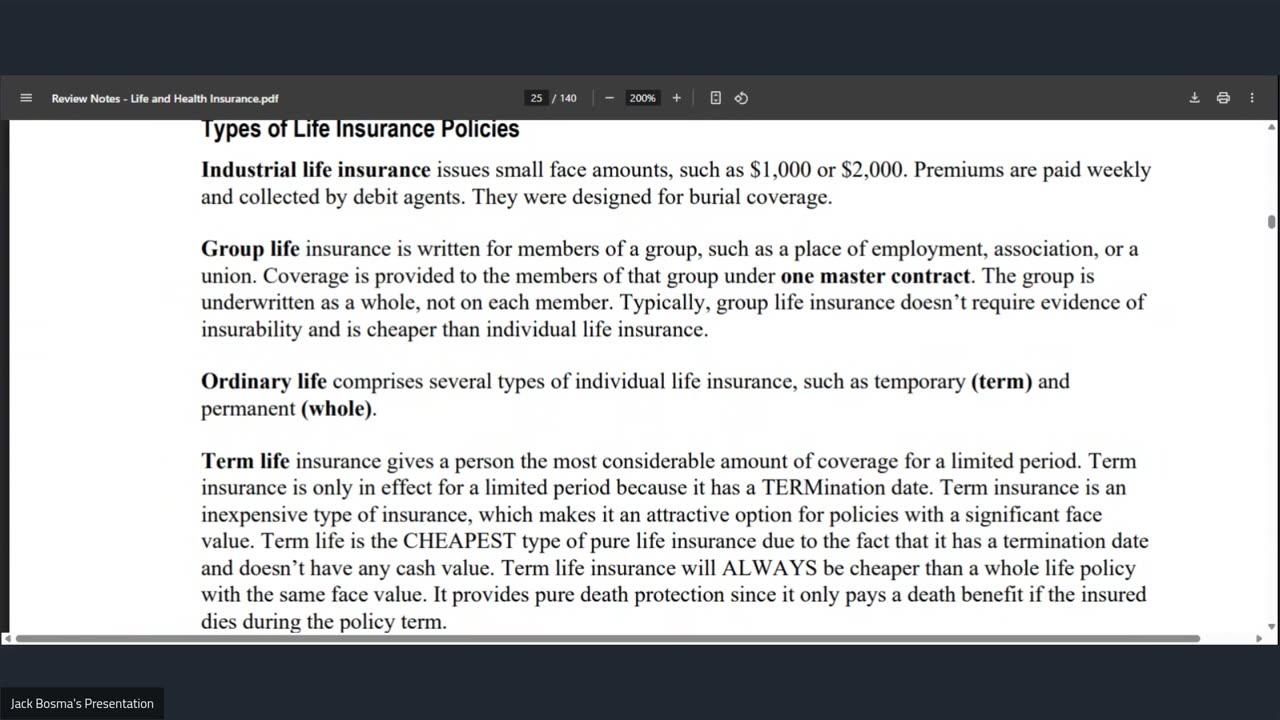 LIFE AND HEALTH INSURANCE