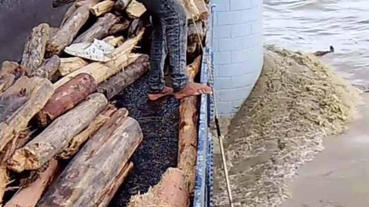 Wood Catching from Dam in Nepal 😳