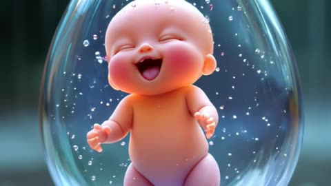 cute baby in waterdrop