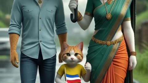 Cute Kitten with Family