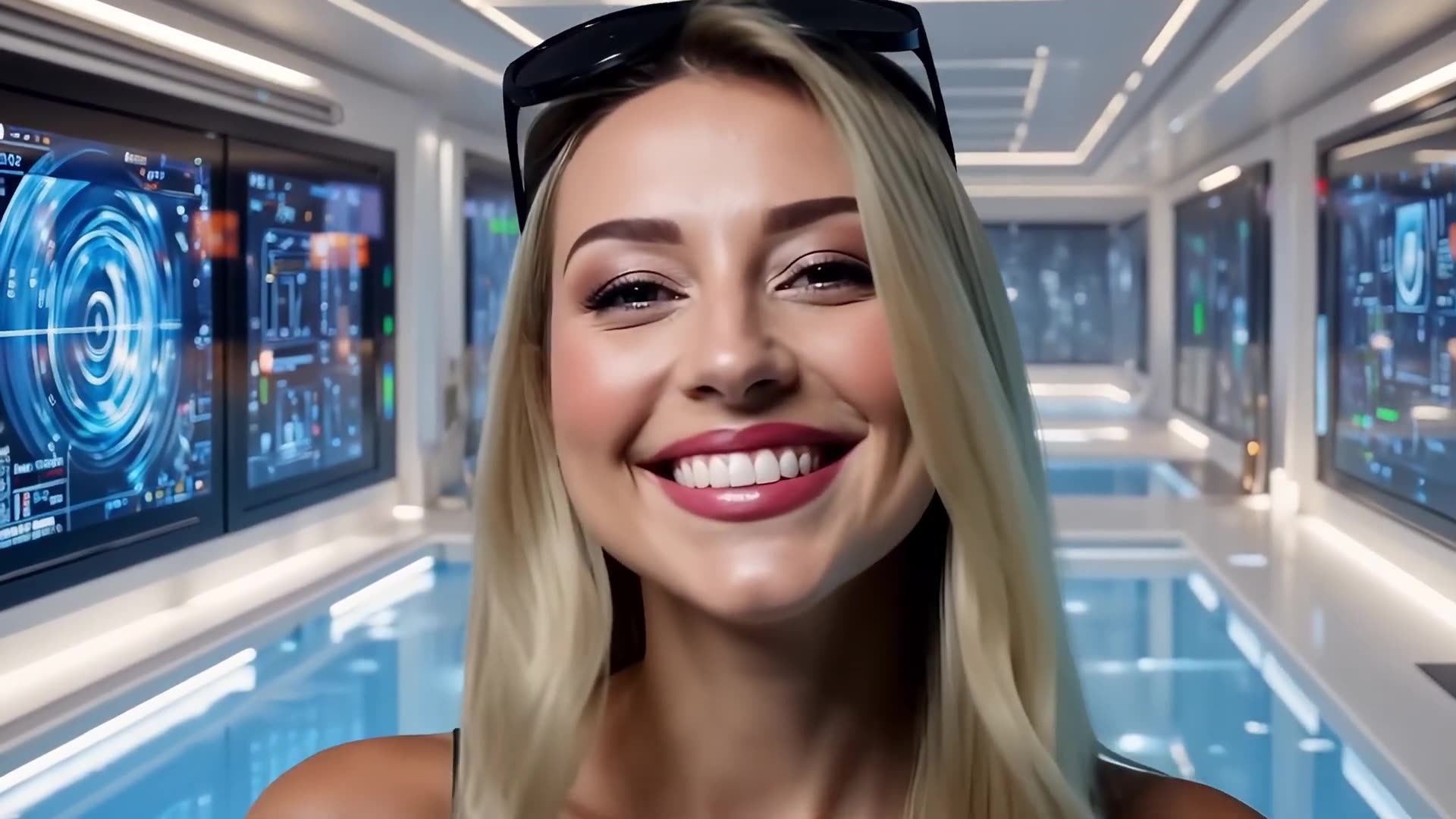 Realistic ROBOT Woman - Luxury Resort Interior - AI Microfilm