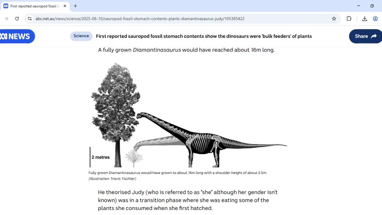 ABC dinosaur diet story includes wordplay and imagery evoking Hillary Clinton, Evergreen and more