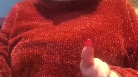 Coffee in my new burnt orange chenille sweater