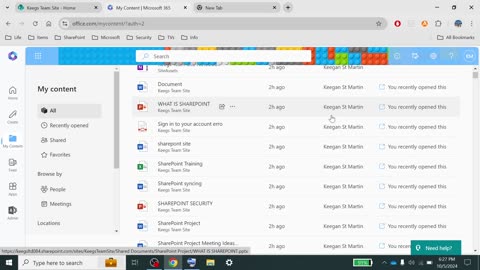 Looking for a file opened previously in Office 365