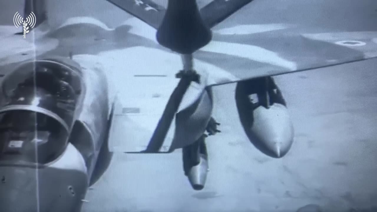 Israeli Air Force aerial refueling activities during strikes in Iran.