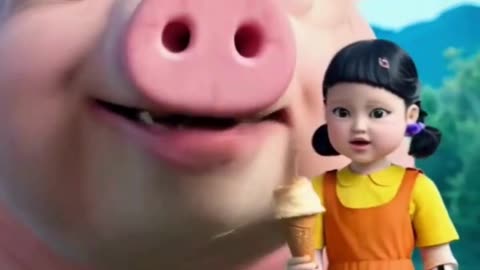 SQUID GAME DOLL GIRL SECRET ICECREAM Pig #squidgame #shorts