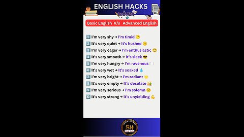 Basic English 🆚 Advance English for spoken English 01 #studyhacks123 #english #basic #shorts