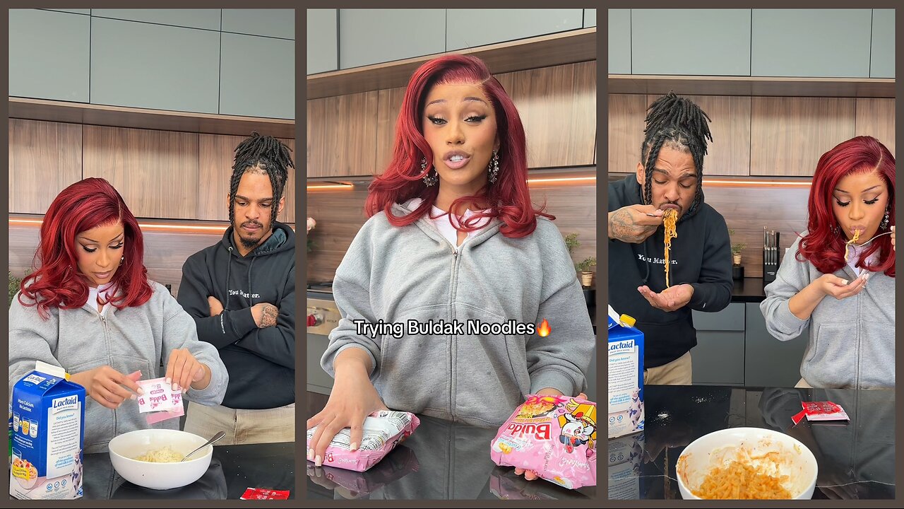 Cardi B Tries SPICY BULDAM NOODLES Challenge!