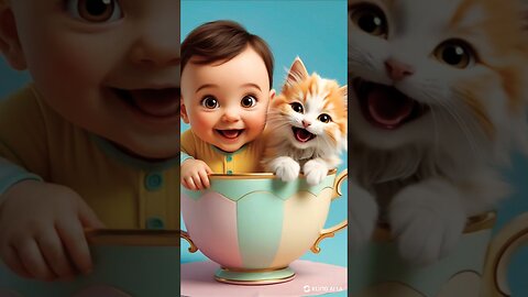 Baby and Kitten Fart in a Giant Teacup!