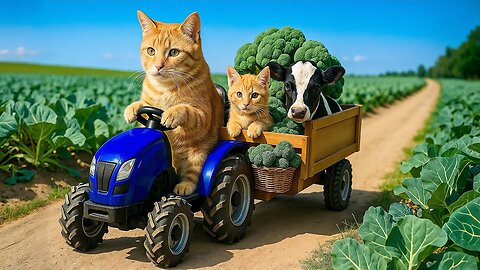 Mama Cat and Kitten Harvest Cauliflower and Help an Injured Calf Back to Health 🐱🥦🐄❤️
