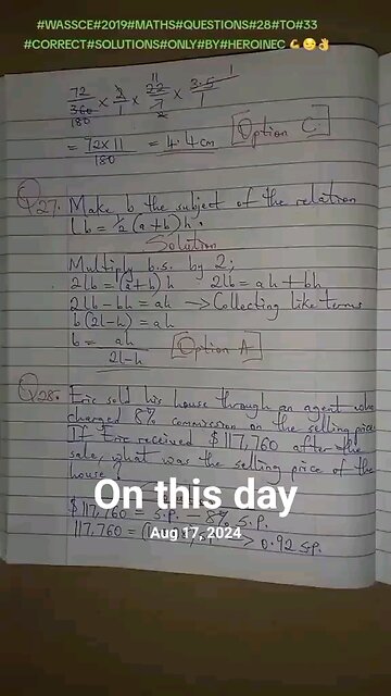 Exam question solutions that I posted #onthisday last year ☺️😇 #HeroineC #90sKiddiesRepresentative