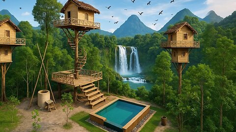 🌿 Dream Treehouse Paradise with Waterfall View 🌊 | Off-Grid Jungle Retreat