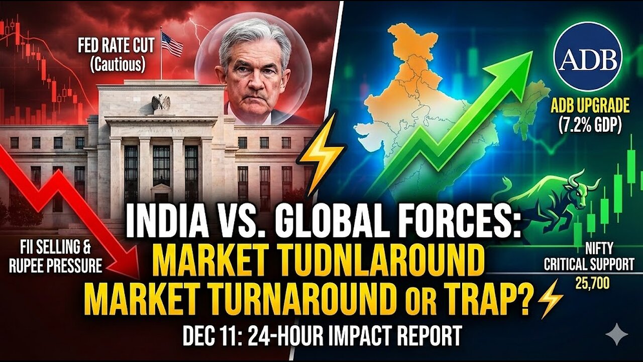 बाज़ार में भूचाल! Fed ने किया बड़ा फैसला, ADB ने भारत को चौंकाया 🔥 निफ्टी $25700$ टूटेगा या उड़ेगा?