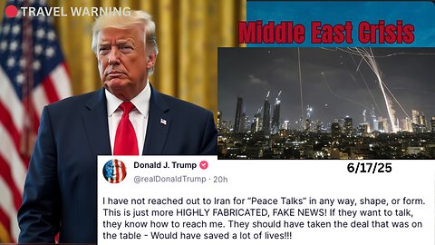 STATE Dept issues DO NOT TRÅVEL TO ISRAEL/IRAN -President Trump Reacts