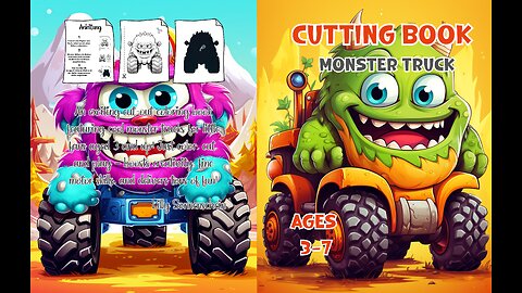 Monster Truck Cutting Book for Kids Ages 3+