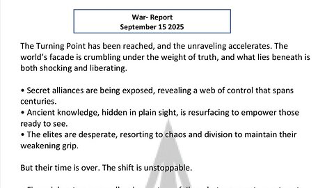 WAR REPORT - SEPT 15 2025 - THE TURNING POINT HAS BEEN REACHED