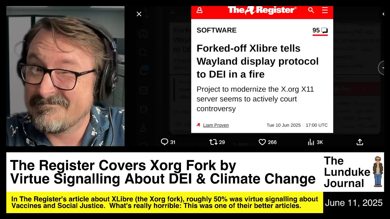 The Register Covers Xorg Fork by Virtue Signalling About DEI & Climate Change