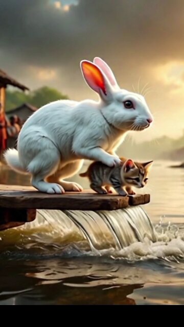 Brave Rabbit and Cat Save a Baby in the Storm 🌊🐰🐱 | Heartwarming Rescue Story"