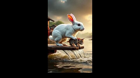 Brave Rabbit and Cat Save a Baby in the Storm 🌊🐰🐱 | Heartwarming Rescue Story"